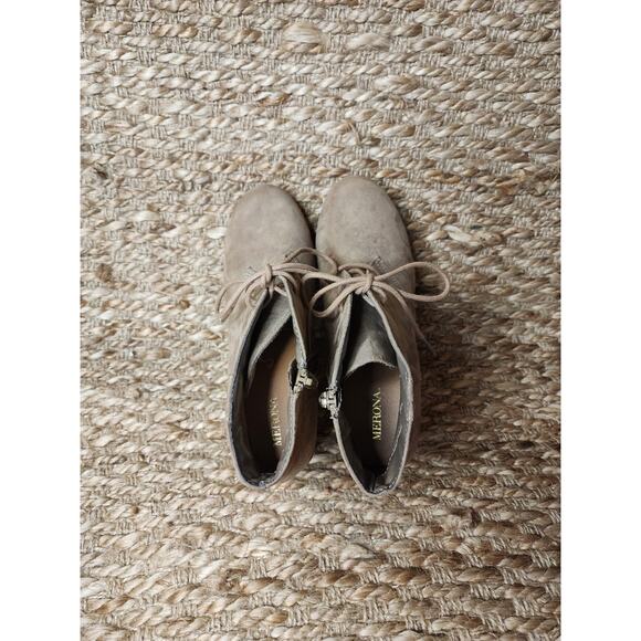 MERONA BROWN SUEDE LACE UP WEDGE HEELED ANKLE BOOTS Women’s Size 7 - Picture 9 of 11